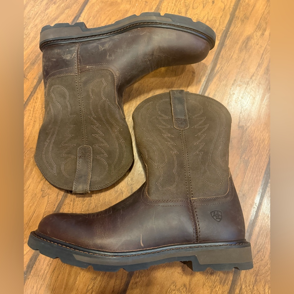 Ariat Work Groundbreaker Western Cowboy Boots Mens 10.5 D brown pull on Leather
